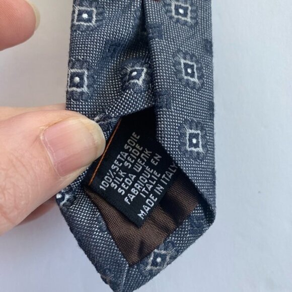 Tailorbyrd Blue White All Over Print Silk Neck Tie - Picture 4 of 8